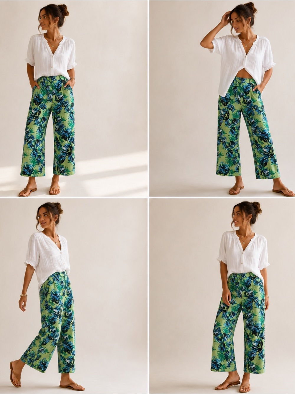 NWT Banana Republic Avery Floral Ankle Pants Sz 6 Blue Green Mid Rise Stretch - Picture 3 of 10